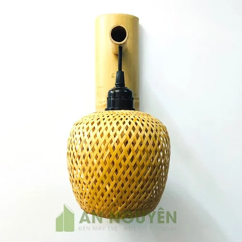 Đèn vách kiểu lồng tre đan 2 lớp phi 15 cm - An Nguyên