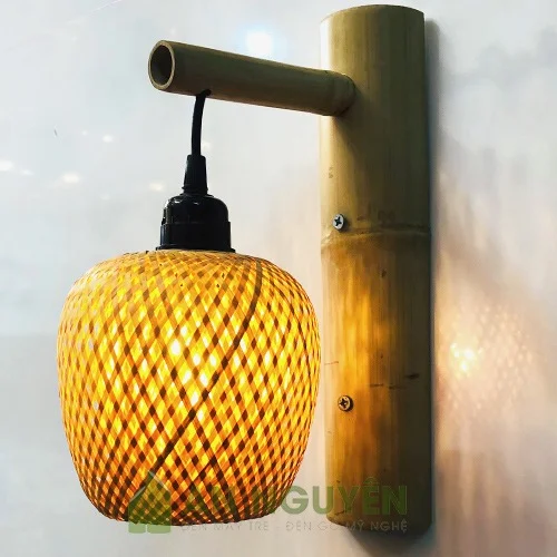 Đèn vách kiểu lồng tre đan 2 lớp phi 15 cm - An Nguyên