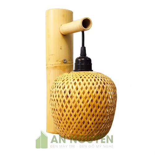 Đèn vách kiểu lồng tre đan 2 lớp phi 15 cm - An Nguyên