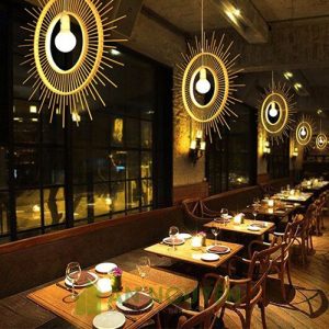 Đèn Mây Tre: Mẫu đèn tăm tre như cái gương thả trần trang trí