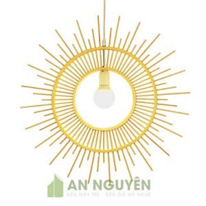 Đèn Mây Tre: Mẫu đèn tăm tre như cái gương thả trần trang trí