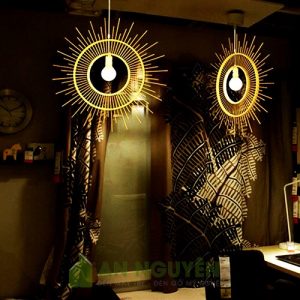 Đèn Mây Tre: Mẫu đèn tăm tre như cái gương thả trần trang trí