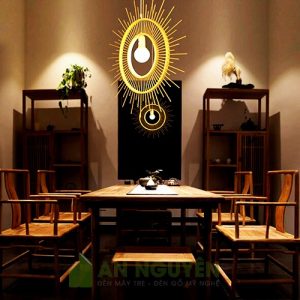 Đèn Mây Tre: Mẫu đèn tăm tre như cái gương thả trần trang trí