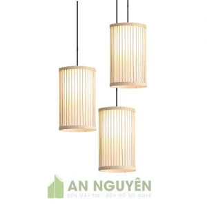 Đèn thả mây tre trang trí, đèn mây tre trang trí hcm, đèn tre lồng vải, đèn tre hình trụ lồng vải