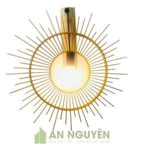 Đèn Mây Tre: Mẫu đèn vách tre hình mặt trời trang trí quán cafe