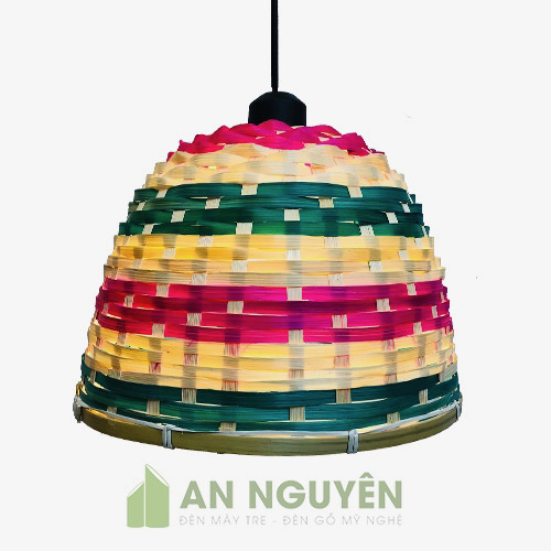 Đèn Mây Tre: Mẫu đèn nan tre đan nan nhộm màu trang trí quán ăn