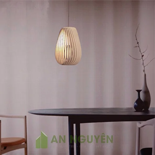 Đèn Gỗ: Mẫu đèn thả gỗ trang trí phòng ngủ lắp xiên