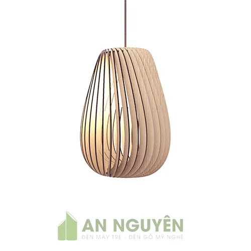 Đèn Gỗ: Mẫu đèn thả gỗ trang trí phòng ngủ lắp xiên