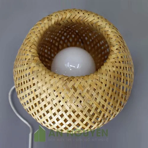 Đèn Mây Tre: Mẫu đèn thả hai lớp mây tre phi 20 cm trang trí