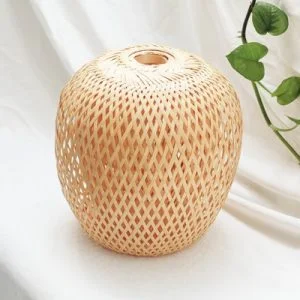 Đèn Mây Tre: Mẫu đèn thả hai lớp mây tre phi 20 cm trang trí