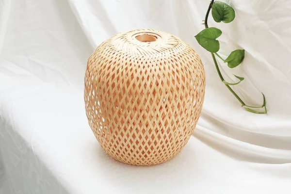 Đèn Mây Tre: Mẫu đèn thả hai lớp mây tre phi 20 cm trang trí