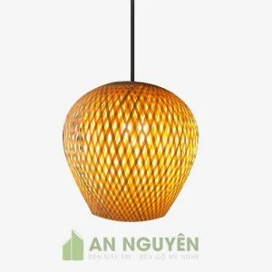 Đèn Mây Tre: Mẫu đèn thả hai lớp mây tre phi 20 cm trang trí