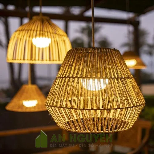Đèn Mây Tre: Mẫu đèn dây đay đan trên khung sắt giá siêu rẻ