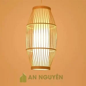 Đèn Mây Tre- Mẫu đèn tăm tre đan có lồng vải hình thoi cỡ lớn (4)