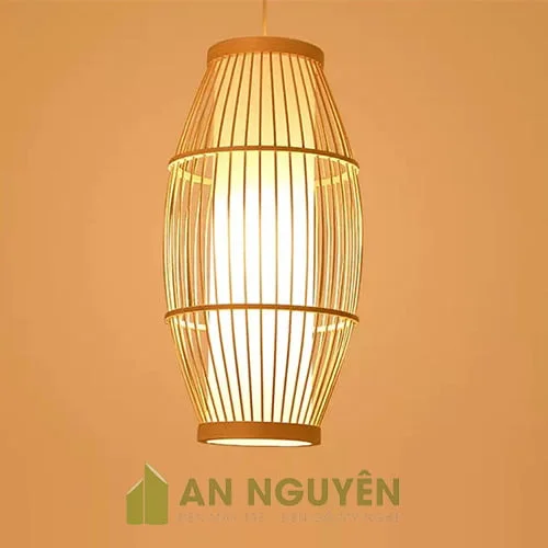 Đèn Mây Tre- Mẫu đèn tăm tre đan có lồng vải hình thoi cỡ lớn (4)