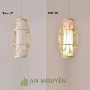 Đèn Mây Tre- Mẫu đèn tăm tre đan có lồng vải hình thoi cỡ lớn (4)