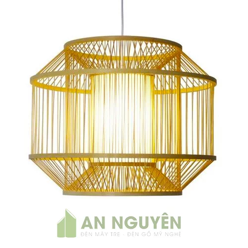 Đèn Mây Tre: Mẫu đèn tăm tre trụ tròn, trụ dài lồng nhau trang trí nhà hàng