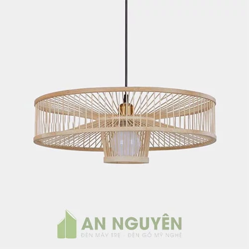 Đèn Mây Tre: Mẫu đèn thả tăm tre như hình bánh xe