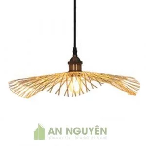 Đèn Mây Tre: Mẫu đèn nan tre đan hình lá sen không vành đơn giản
