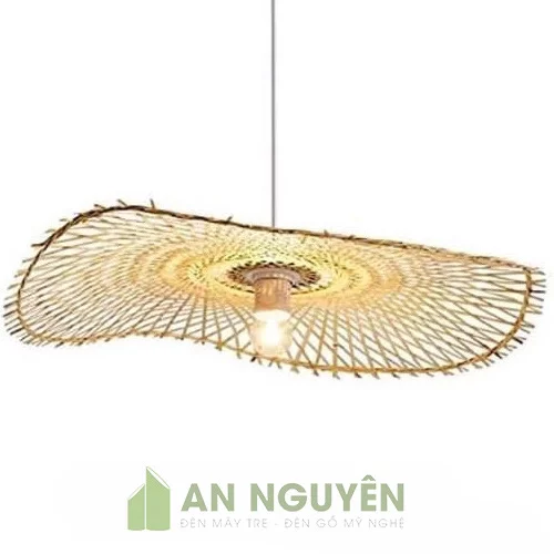 Đèn Mây Tre: Mẫu đèn nan tre đan hình lá sen có vành