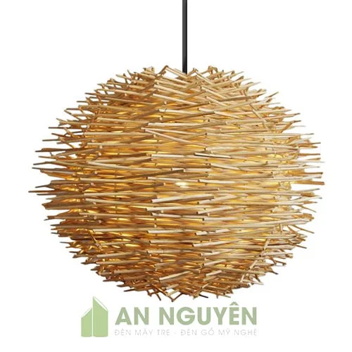 Đèn Mây Tre: Mẫu đèn cầu mây đan rối như lông nhím