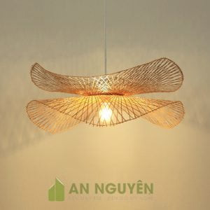 Đèn Mây Tre: Mẫu đèn nan tre đan hai lá sen bắt đối xứng