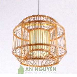 Đèn Mây Tre: Mẫu đèn tăm tre trụ tròn, trụ dài lồng nhau trang trí nhà hàng