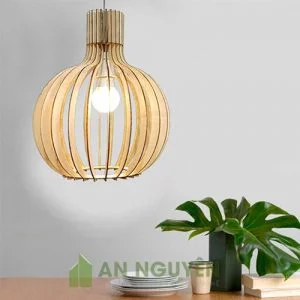 Đèn Gỗ- Mẫu đèn gỗ hình củ tỏi trang trí quán cafe, bàn ăn rất đẹp (3)