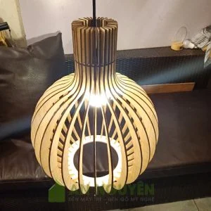 Đèn Gỗ- Mẫu đèn gỗ hình củ tỏi trang trí quán cafe, bàn ăn rất đẹp (3)