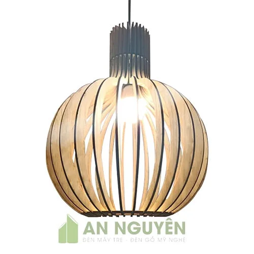 Đèn Gỗ- Mẫu đèn gỗ hình củ tỏi trang trí quán cafe, bàn ăn rất đẹp (3)