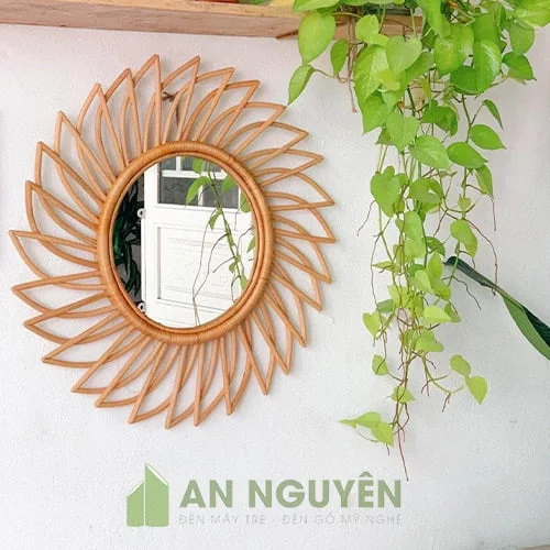 Gương Mây: Mẫu gương mây decor phòng homestay đẹp độc lạ