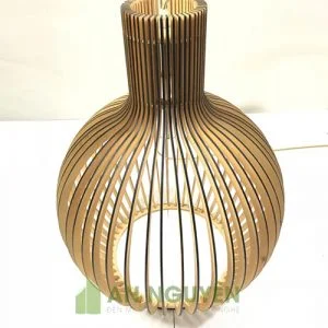 Mẫu đèn gỗ hình củ tỏi trang trí quán cafe, bàn ăn rất đẹp