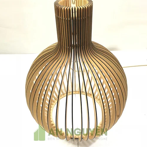 Mẫu đèn gỗ hình củ tỏi trang trí quán cafe, bàn ăn rất đẹp