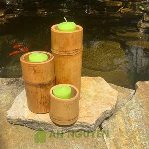 Bộ Ống Tre Đựng Nến Ba Ống Cao Thấp Trang Trí Spa