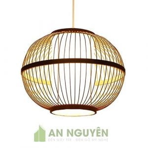 Đèn Mây Tre: Mẫu đèn tre hình tròn có lồng nhựa size nhỏ trang trí nhà hàng