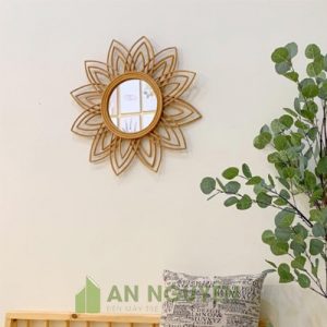 Gương Mây: Mẫu gương mây trang trí phòng ngủ hình hoa sen
