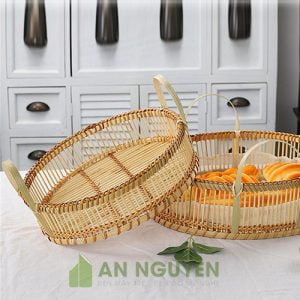 Khay tre có quai làm giỏ quà Tết – mẫu số 2