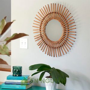 Mẫu gương mây decor phòng ngủ hình mặt trời