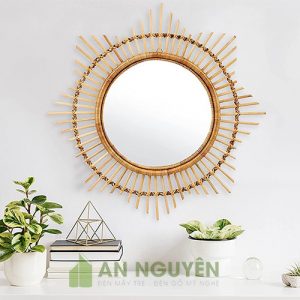 Mẫu gương mây tre hình ngôi sao trang trí phòng ngủ