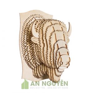 Đầu bò rừng Bắc Mỹ bằng gỗ trang trí