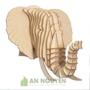 Đầu voi trang trí phòng khách dễ thường bằng gỗ gía rẻ