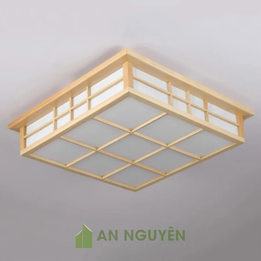 Đèn Gỗ: Mẫu đèn gỗ ốp trần bằng gỗ thật trang trí phòng khách