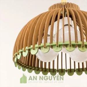Chụp Đèn Gỗ nửa cầu sơn màu chi tiết chân đèn