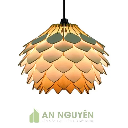 Đèn Gỗ: Mẫu đèn gỗ thả trần lá nhọn kiểu mới nhỏ nhắn trang trí phòng ngủ