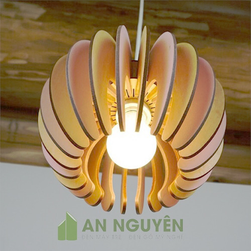 Đèn Gỗ: Mẫu đèn gỗ hình quả táo trang trí bàn ăn bàn bar nhà bếp
