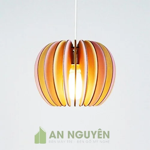 Đèn Gỗ: Mẫu đèn gỗ hình quả táo trang trí bàn ăn bàn bar nhà bếp