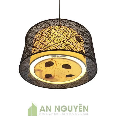 Đèn Vải: Mẫu đèn vải thả trần tròn trang trí phòng khách