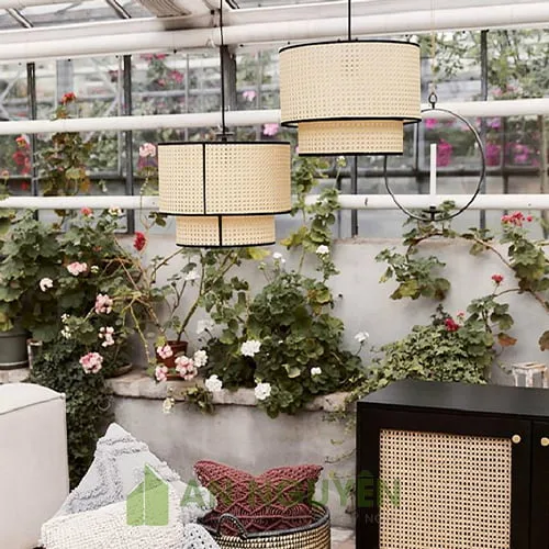 Đèn Mây Tre: Mẫu đèn mắt cáo thả trần trang trí phòng khách cực đẹp