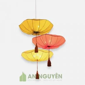 Đèn Vải: Mẫu đèn vải kiểu lá sen nhiều màu sắt trang trí quán ăn