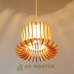 Đèn Gỗ thả trần trang trí bàn ăn nhỏ nhắn